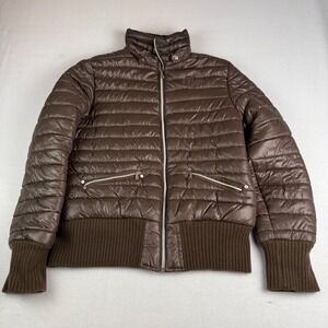 Baby Phat Puffer Jacket Brown Quilted Zip Up Bomber Style Size XL